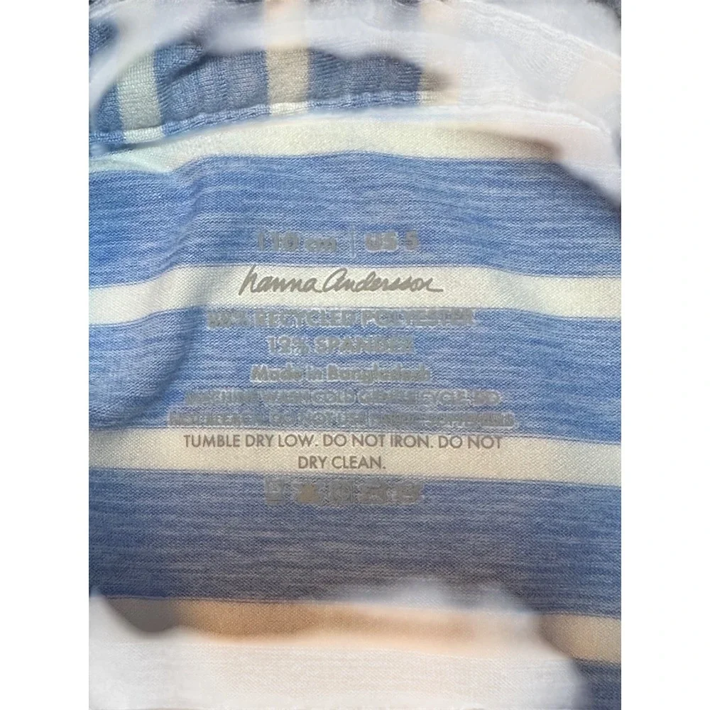 Hanna Andersson Kids Striped Polo Shirt Top - Blue & White - US 5‎ Preppy